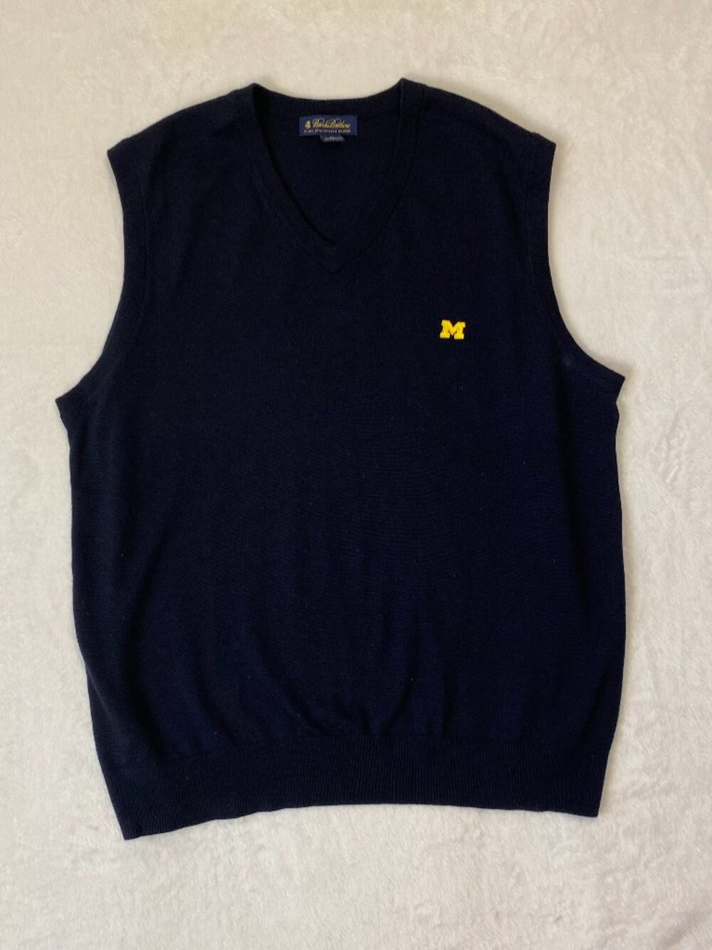 Brooks Brothers Michigan Navy Blue Sweater Vest Men's XL Merino Wool